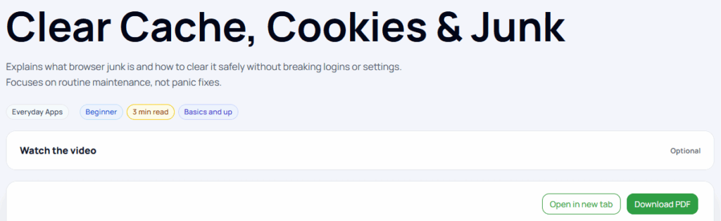 Waylora guide page showing title options and download and video buttons