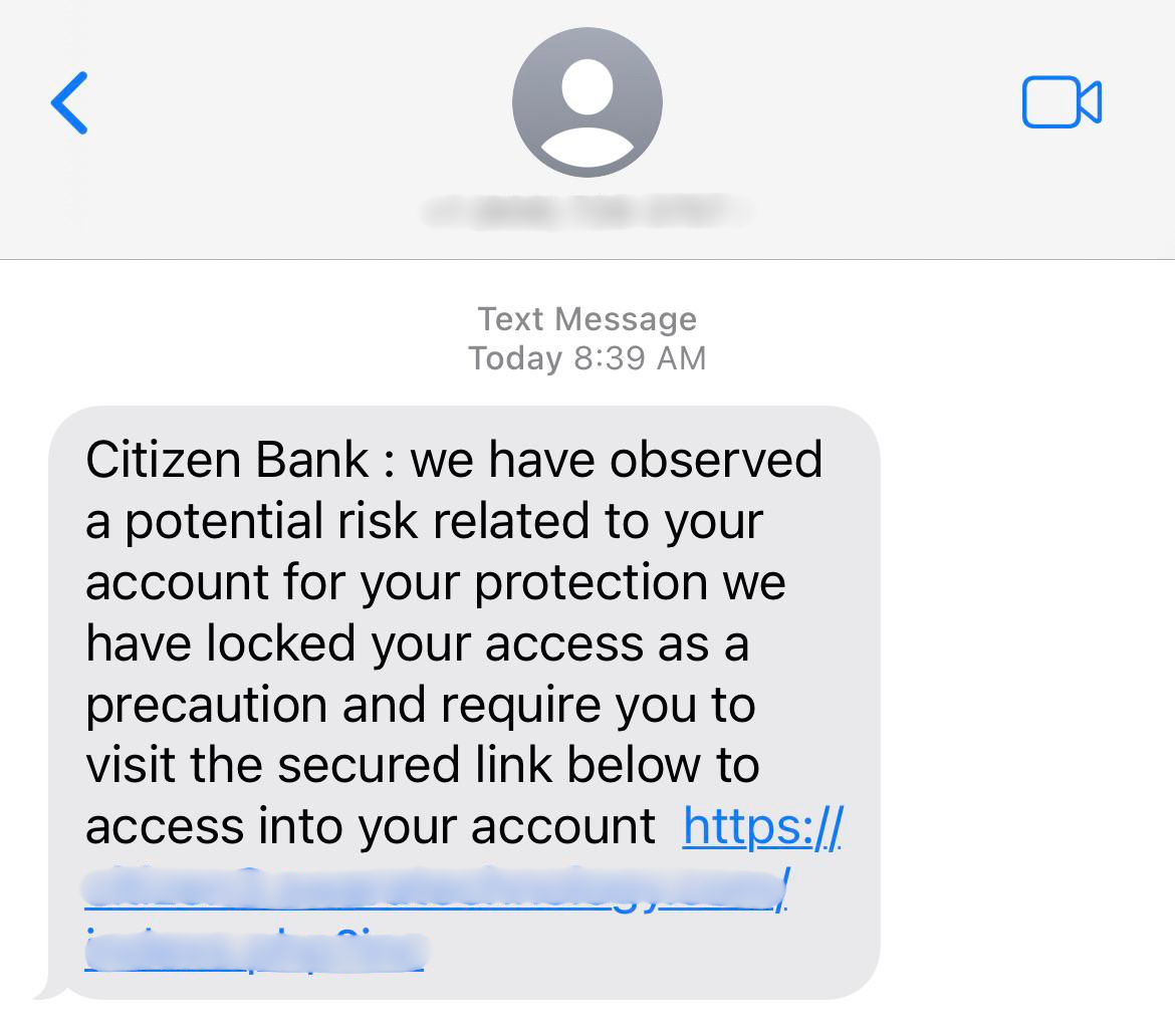 Example of a bank impersonation scam phone call or message