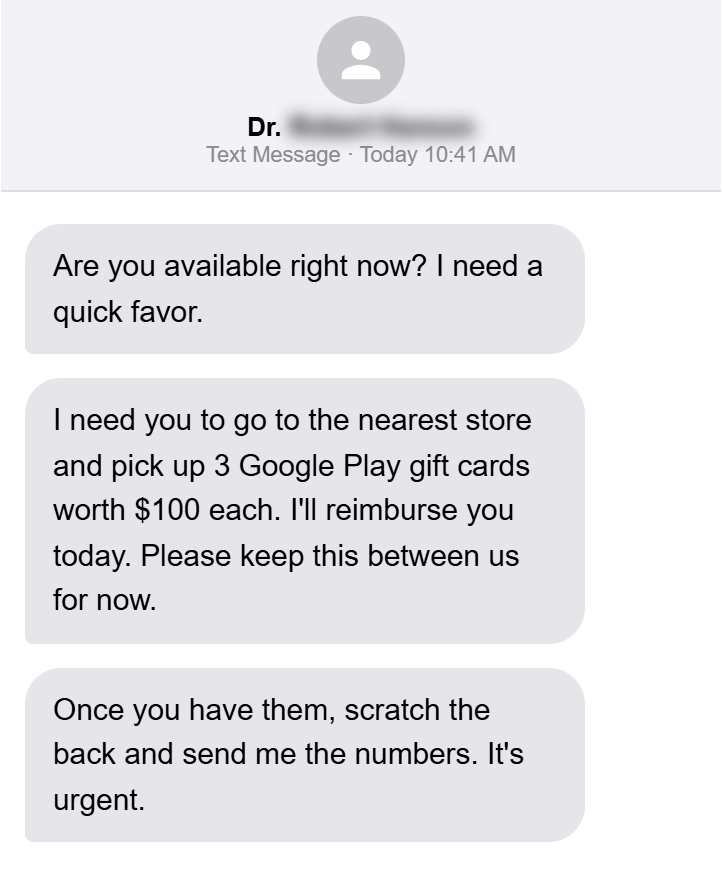 Illustration of a gift card scam showing someone purchasing gift cards at a store to send to a scammer