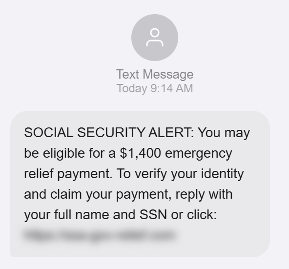 Screenshot of a fake Social Security Administration letter threatening benefit suspension and demanding personal information