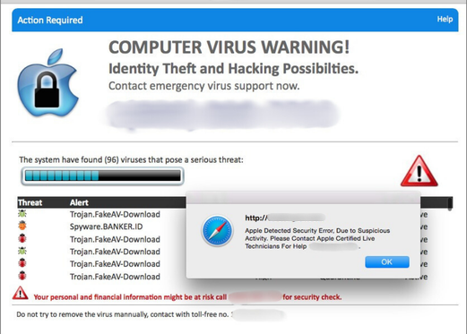 Illustration of a remote access scam showing a scammer controlling a victim's computer screen while stealing banking information