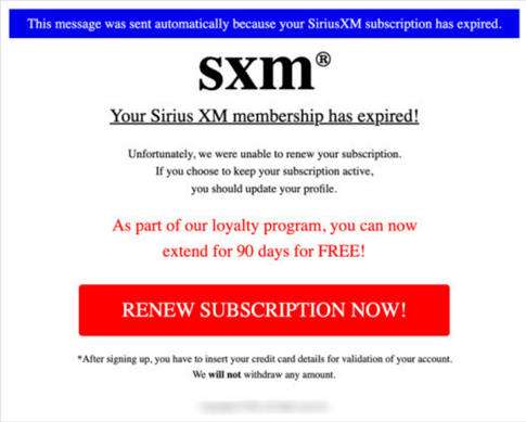 Illustration of a subscription renewal scam showing a fake Norton or McAfee renewal email with an urgent charge notification and a phone number to call